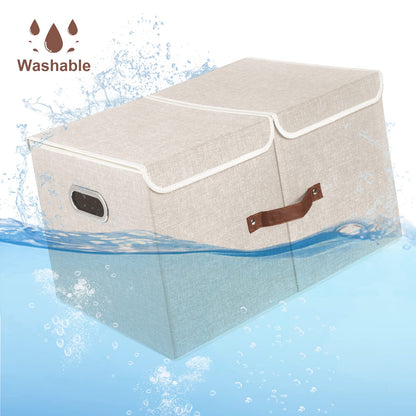 TYEERS Stoffbox mit Fächern – Beige 3er-Set 55x33x30 cm