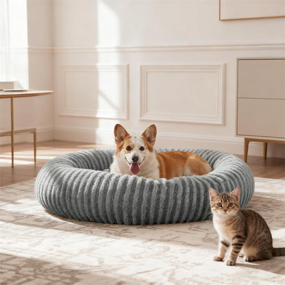 Pawk Hundebett rund flauschig waschbar mit Memory-Schaum, 76x76x20 cm