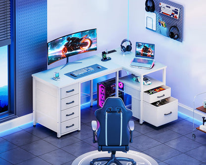 Coleshome Schreibtisch L-Form Eckschreibtisch - Weiss 140x70cm