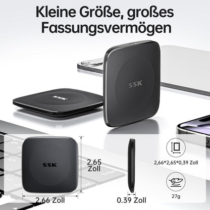 SSK SD451 Externe SSD 256GB, USB 3.2 Gen2, bis zu 550 MB/s