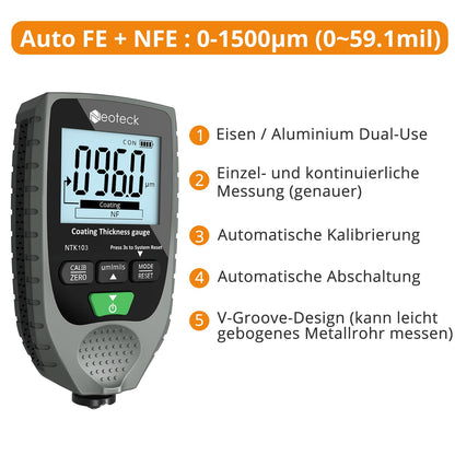 Neoteck Autolack-Schichtdickenmessgerät Handheld LCD