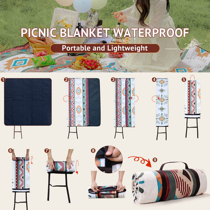 LARUTAN Picknickdecke Seattle, wasserdichte Stranddecke, 200 x 300 cm