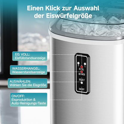 EUHOMY Eiswürfelmaschine Klein, 12 kg/Tag, 2 Würfelgrössen, tragbar