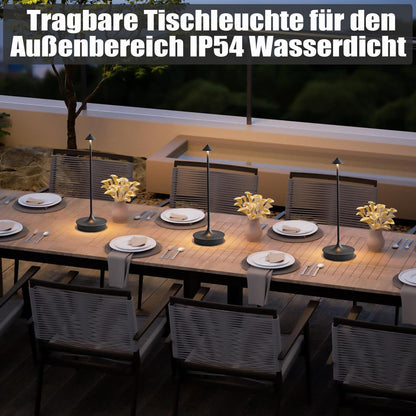 Leomix LED Tischleuchte kabellos, Akku 4000 mAh, Touch dimmbar, IP54