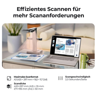 CZUR ET18 Profi Buchscanner A3 - 18 Megapixel Dokumentenscanner