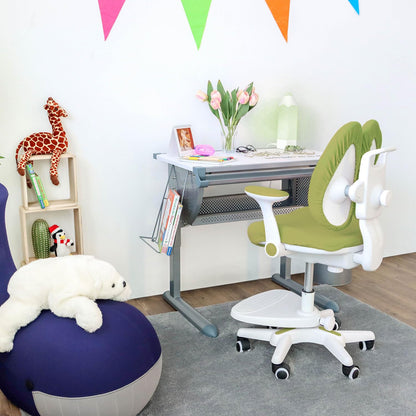 hjh OFFICE Kid Wing Kinder Schreibtischstuhl Grün/Weiss mit Fussablage