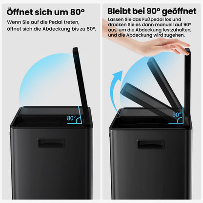 mVm Treteimer 60 Liter mit Mülltrennung, Stahl, Softclose-Deckel