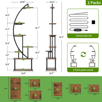 BACEKOLL Pflanzenständer mit Wachstumslicht – 7 Ebenen Schwarz 2er Set