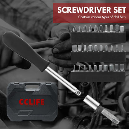 CCLIFE Steckschlüsselsatz 187-tlg. Cr-V Ratschenkoffer 72 Z. 1/2" 1/4" 3/8"