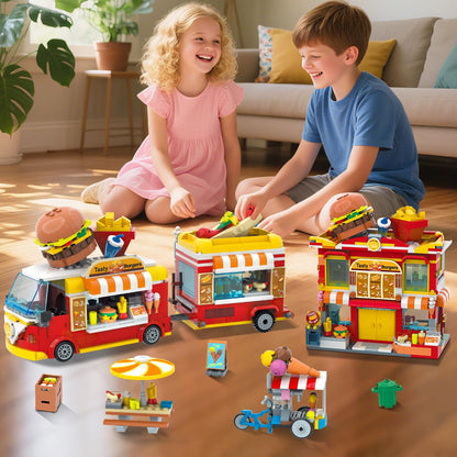 HOGOKIDS City Burger-Truck 2-in-1 Klemmbausteine, 826 Teile