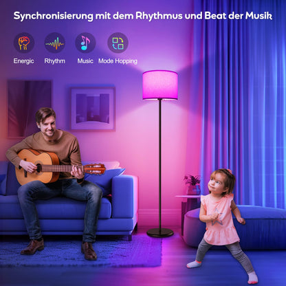 AmazeFun LED Stehlampe dimmbar, RGB, App-Steuerung, 156 cm