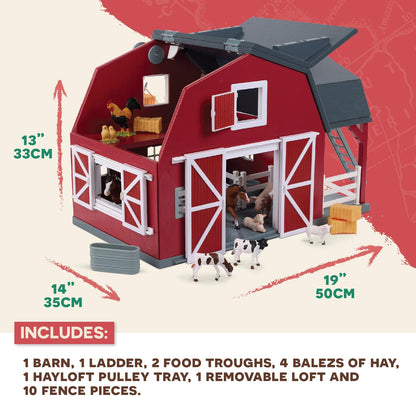 Terra by Battat Großer Pferdestall Bauernhof Holz Scheune - 20 Teile