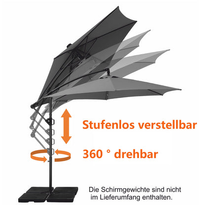 Deuline® Mallorca-Elite Ampelschirm – Ø300 cm 360° drehbar