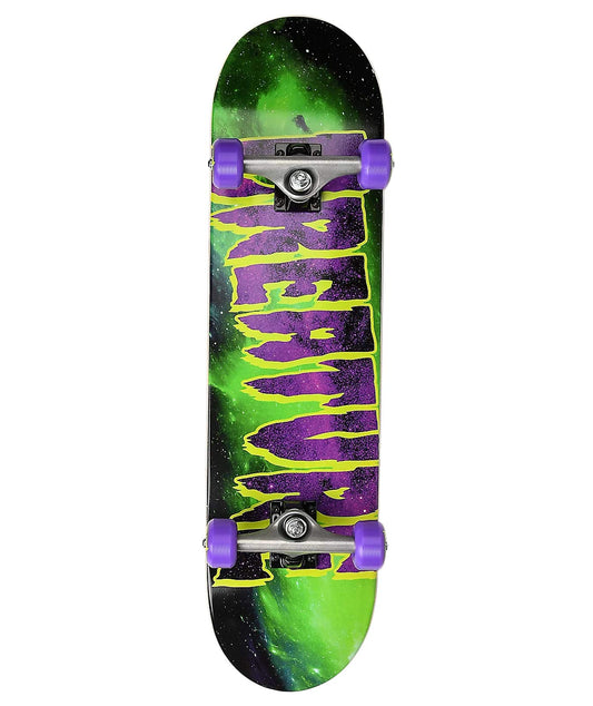 Creature Galaxy Logo Mid Factory Skateboard 19,8 cm Grün/Violett