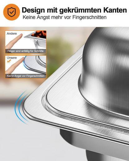 WENMILY Chafing Dish Set Warmhaltebehälter – 2x Quadrat Silber 9L