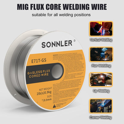 SONNLER Fülldraht MIG MAG Schweissdraht 0,9 mm ohne Gas, 3 x 1 kg