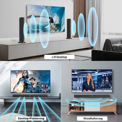 GarageRock KY8000 Soundbar für TV, teilbar, Bluetooth 5.3, 80 W