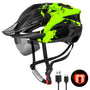 RaMokey Fahrradhelm mit LED-Licht und Magnetvisier, 57-62 cm, PC-Schale und 18 Belüftungsöffnungen