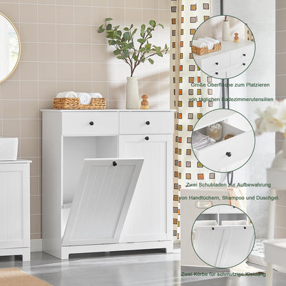SoBuy BZR33-W Wäscheschrank mit 2 Wäschesäcken – Weiss
