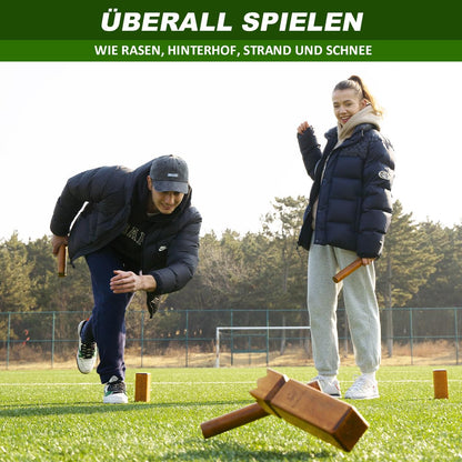SunNordic Kubb Wurfspiel aus Gummibaumholz mit Tragetasche