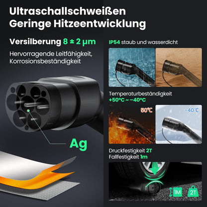 GONEO Typ 2 Ladekabel 11 kW 7 m 3-phasig für E-Auto und PHEV