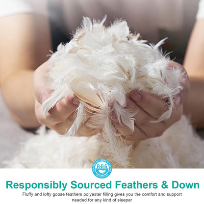 APSMILE Daunenkissen Kopfkissen 40x80 cm – 3 Kammern 2er-Set weiss