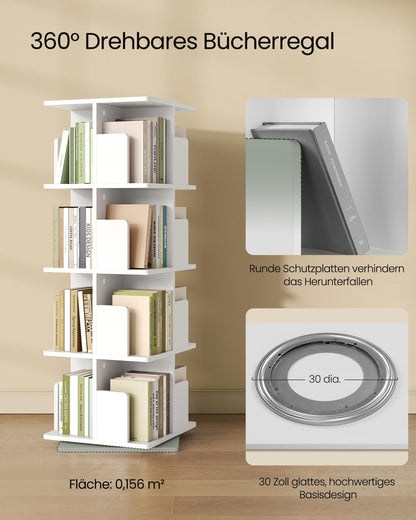 EUGAD Drehregal Bücherregal Raumteiler – 4 Ebenen MDF Weiss