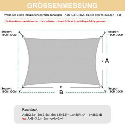 HENG FENG Sonnensegel Rechteckig – 3.5x4.5m Wasserdicht Sand
