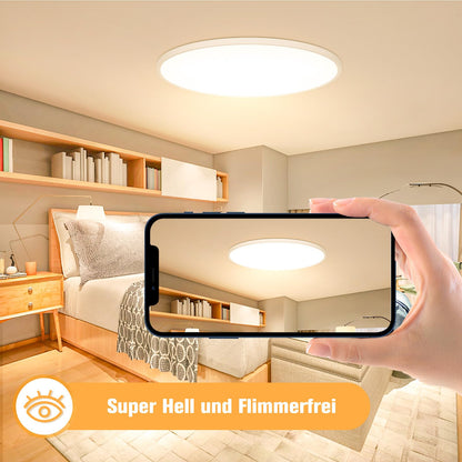 OUILA LED Deckenleuchte flach rund 40cm 36W 3000K IP44 warmweiss