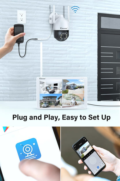 Jennov Überwachungskamera Set mit 10-Zoll-Monitor, 4x 5MP PTZ WLAN