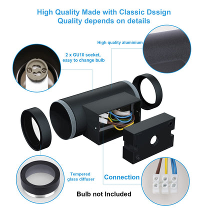 Klighten Wandleuchte GU10 IP65 Up & Down Aussen Anthrazit 2er-Set