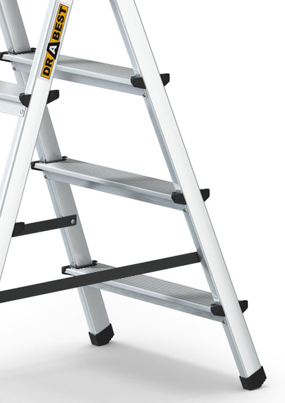 DRABEST Alu Trittleiter beidseitiger Klapptritt - 2x7 Stufen