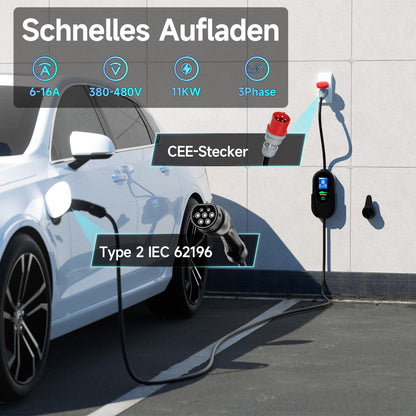 AFYEEV Mobile Wallbox 11kW Typ 2 - CEE 3-Phasig 7M