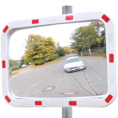 Profi Verkehrsspiegel rechteckig 60x40cm mit Reflektoren