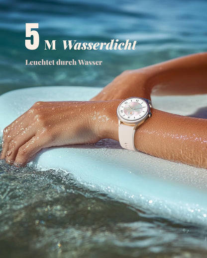 TOOBUR Smartwatch Damen DR06, 40 mm, Telefonfunktion, IP68, Beige
