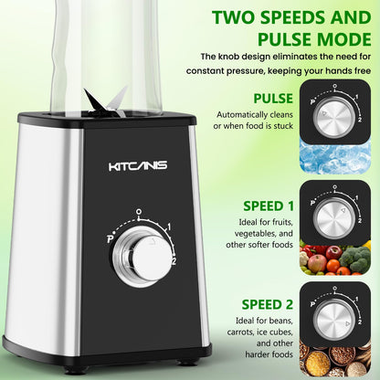 Kitcanis 3-in-1 Standmixer BL05E, 800 W Smoothie Maker mit Mahlbecher