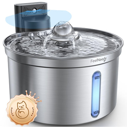 FEELNEEDY FN-W19 Katzenbrunnen Edelstahl kabellos mit Sensor 3,5 L