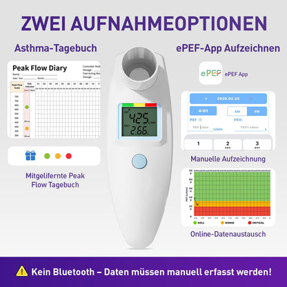 Nascool Peak Flow Meter PEF-1, digitales Spirometer mit LCD