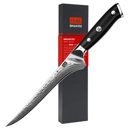 SHAN ZU Damast Filetiermesser PRO Series Fischfiliermesser – 18 cm