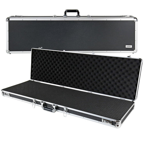 HMF Alu Waffenkoffer Langwaffen Schwarz – Rasterschaumstoff. Schwarzer Koffer mit Rasterschaumstoff für Langwaffentransport.