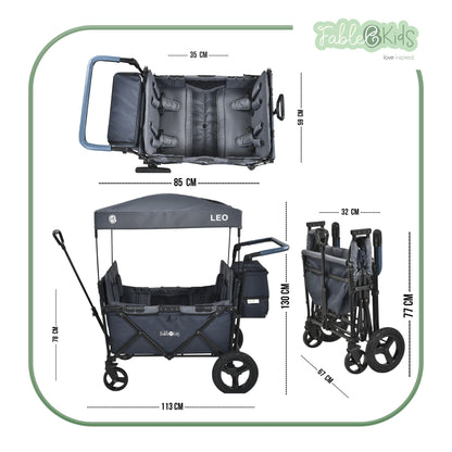 FableKids Bollerwagen Leo X4Plus mit Dach 4 Sitze Blueberry Blue
