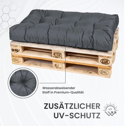 TexDeko Garden Palettenkissen Set 120x80 cm, 3-teilig, Anthrazit
