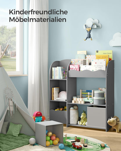 SONGMICS GKR042G01 Kinder Bücherregal - taubengrau mit 2 Boxen