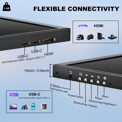 12,3 Zoll Tragbarer Stretched Monitor Touch – USB-C/HDMI IPS