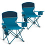 HIGH POINT SPORTS Campingstuhl faltbar 2er Set mit Getränkehalter blau, Stahlrahmen und Armlehnen