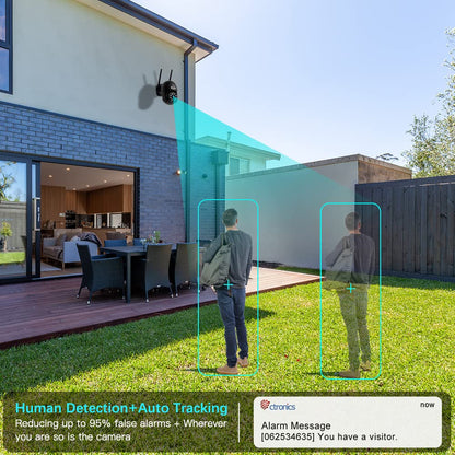 Ctronics PTZ Überwachungskamera Aussen WLAN – 2K Schwarz 2er-Set