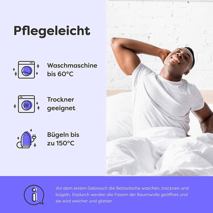 Wolkenfeld Bettwäsche Set - 220x240 Baumwolle Anthracite 3-teilig