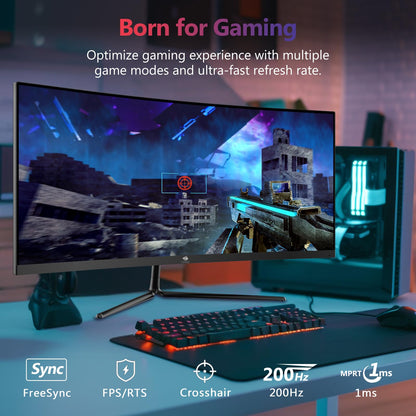 Z-Edge 30" Ultrawide Curved Gaming Monitor 200Hz 1ms - Schwarz