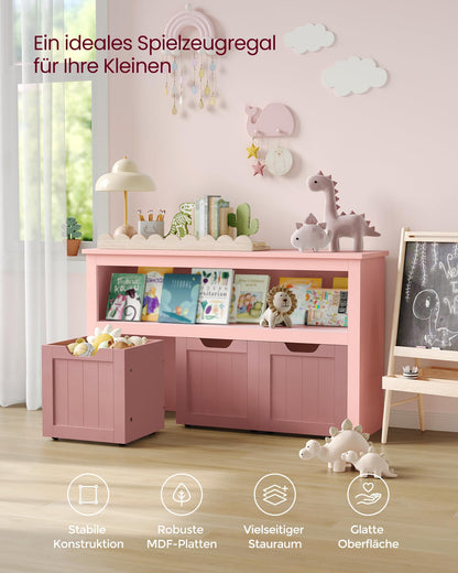 VASAGLE LHS380R02 Kinderregal Spielzeugaufbewahrung - Pastellrosa