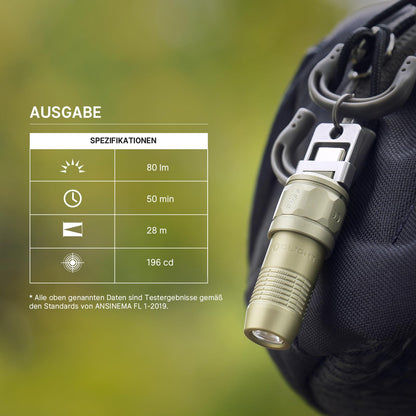 OLIGHT iUltra EDC-Taschenlampe Schlüsselanhänger 80 Lumen olivgrün